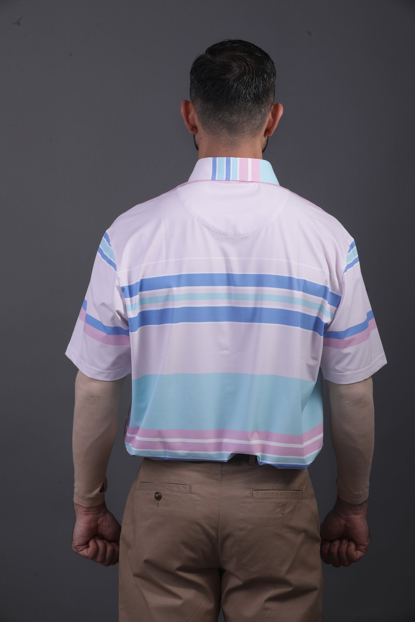 Pure Essential Flex Smooth Light Pink Stripe Polo