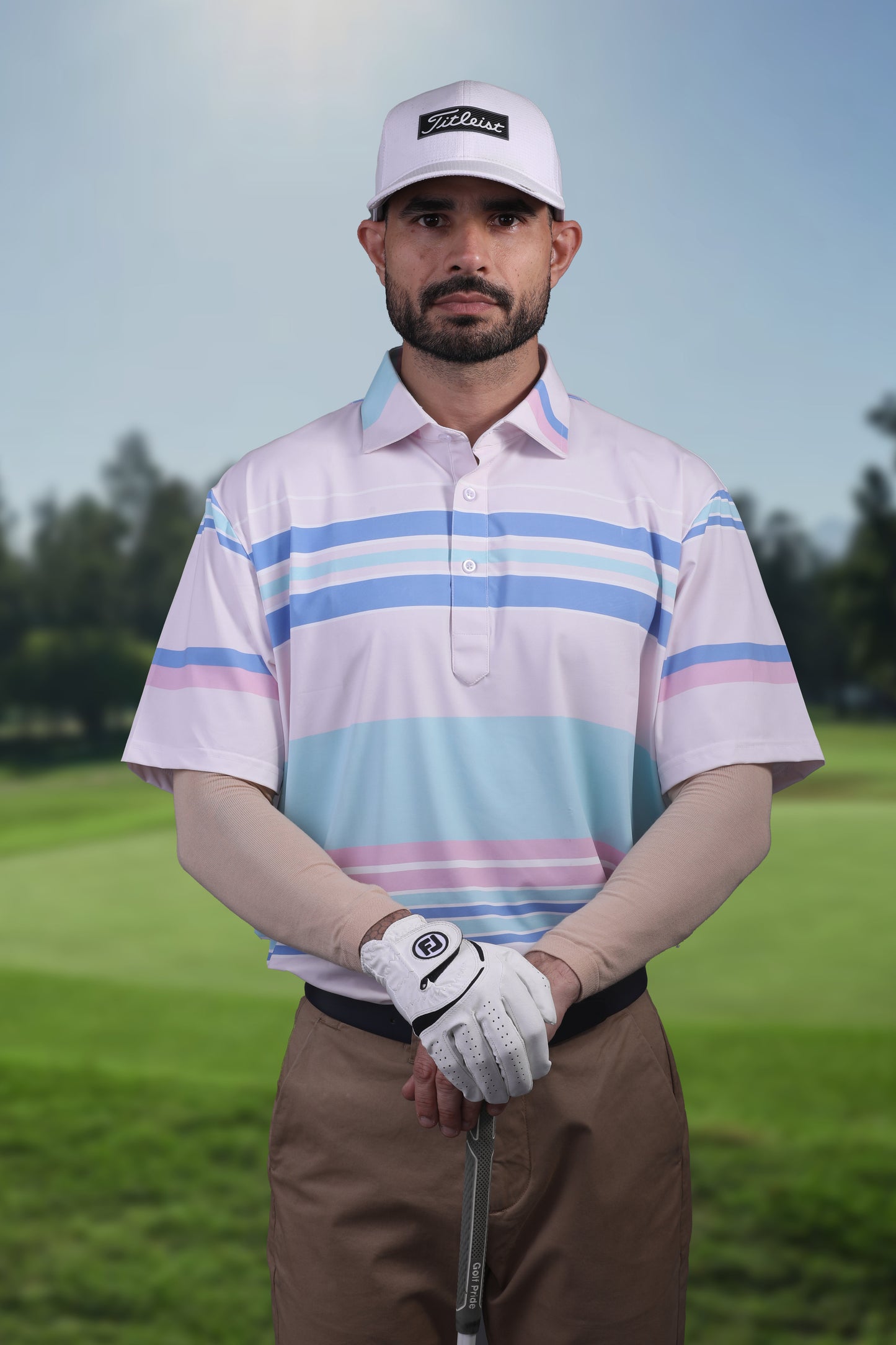 Pure Essential Flex Smooth Light Pink Stripe Polo