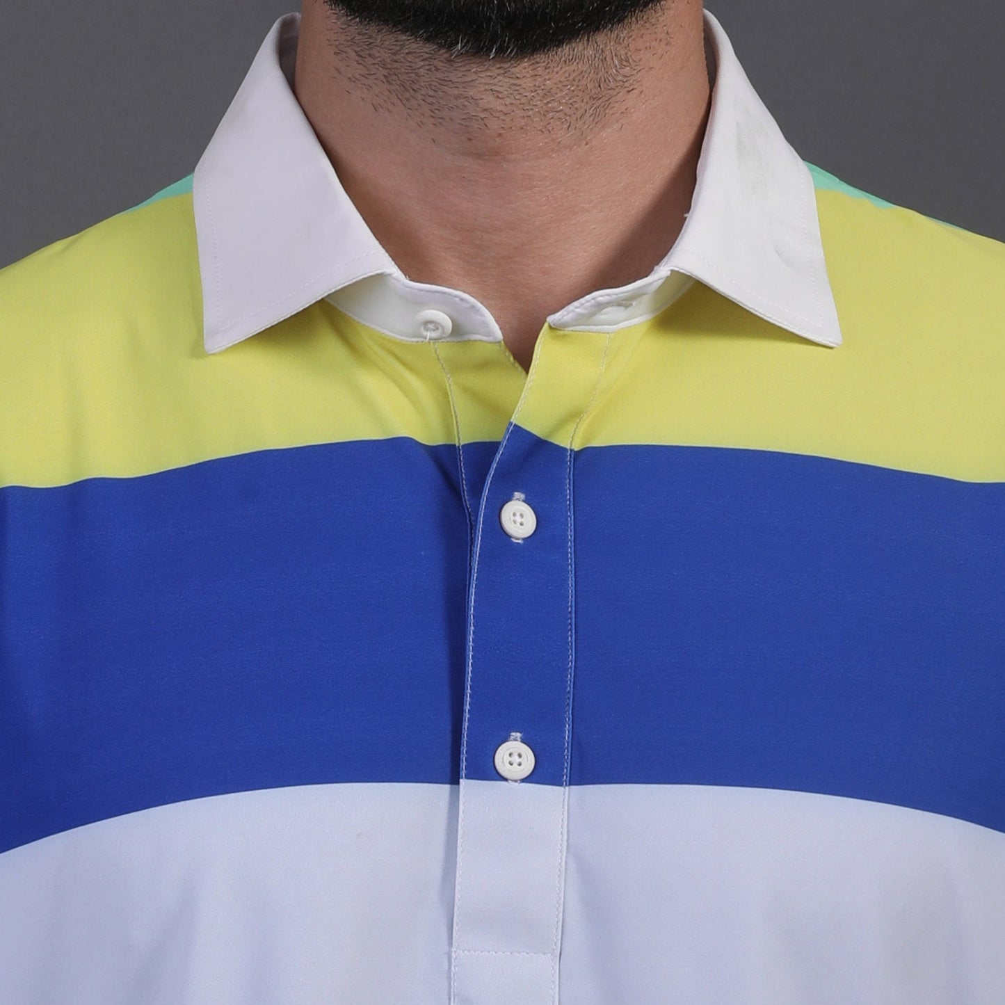 Pure Essential Flex Yellow Blue White Green Polo