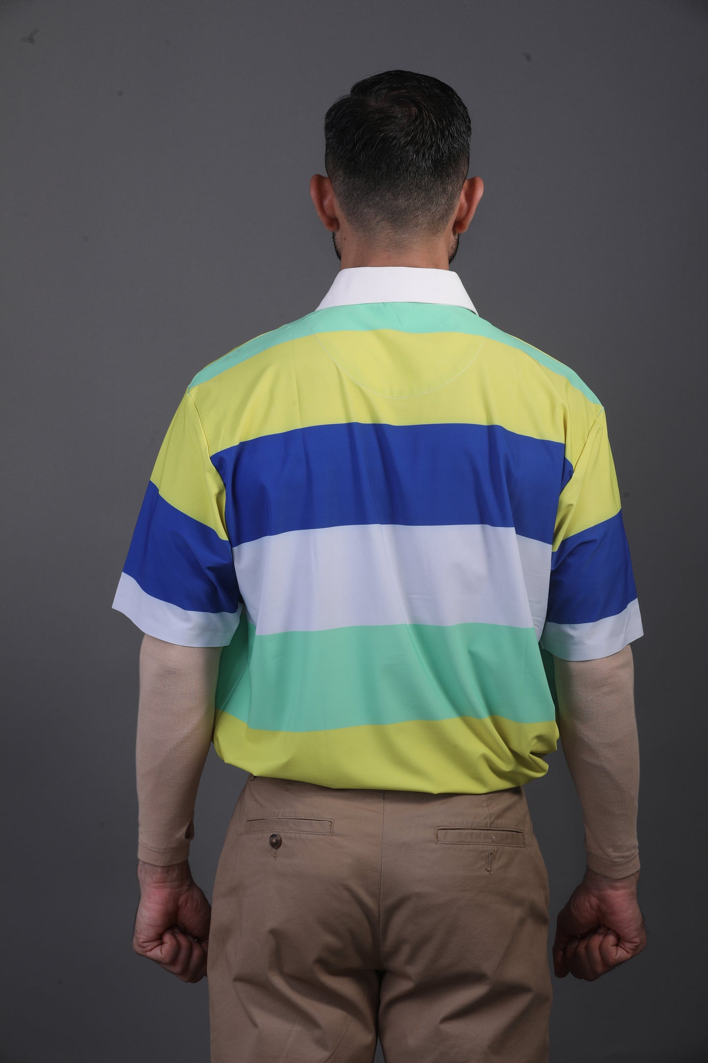 Pure Essential Flex Yellow Blue White Green Polo
