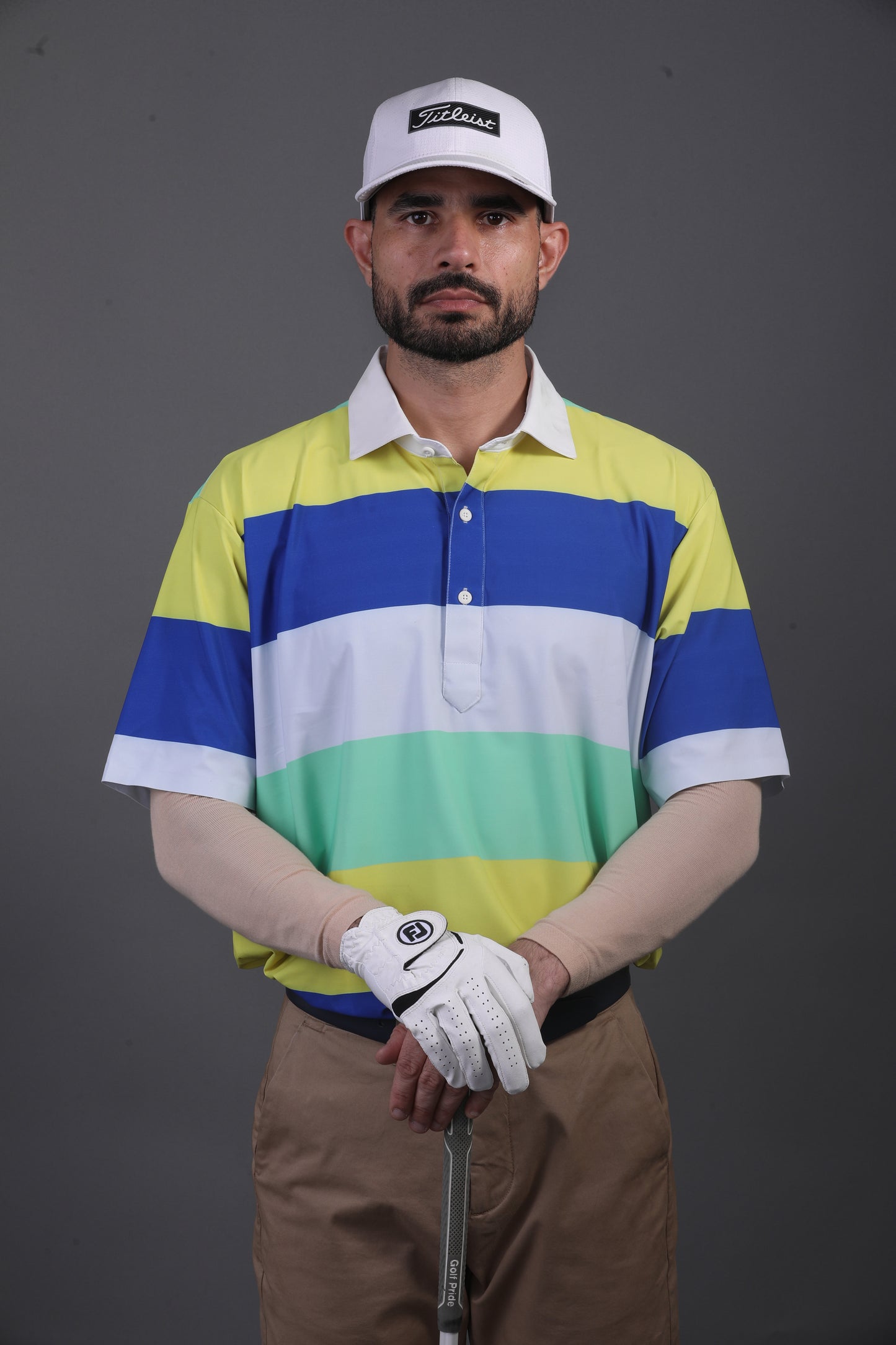 Pure Essential Flex Yellow Blue White Green Polo