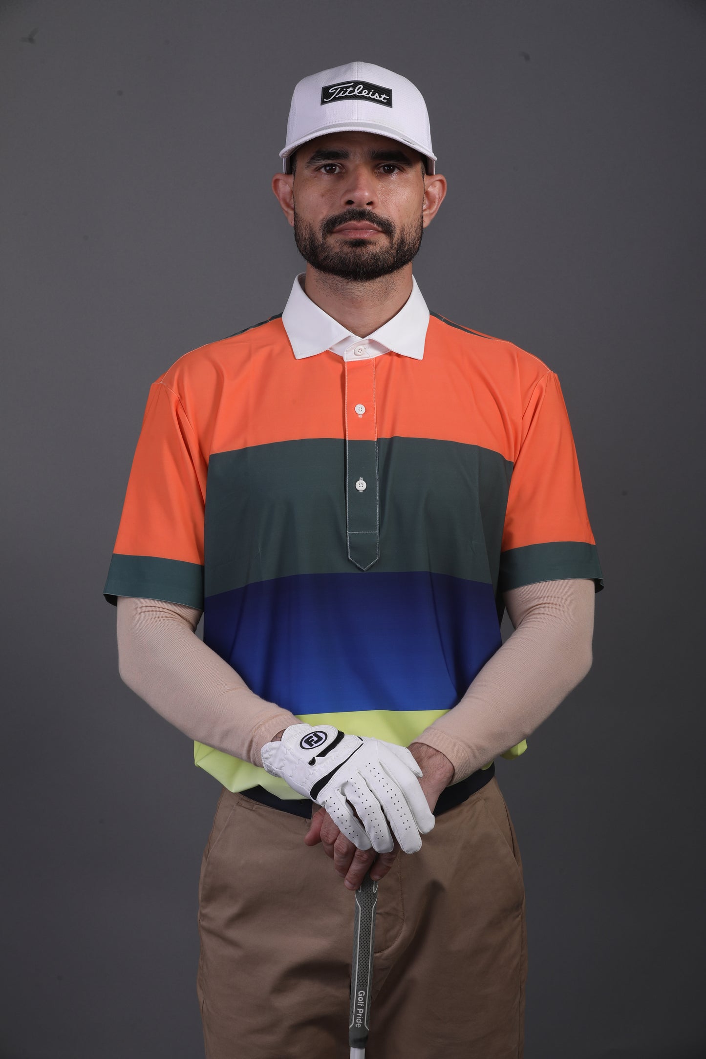 Pure Essential Flex Orange Green Blue White Polo