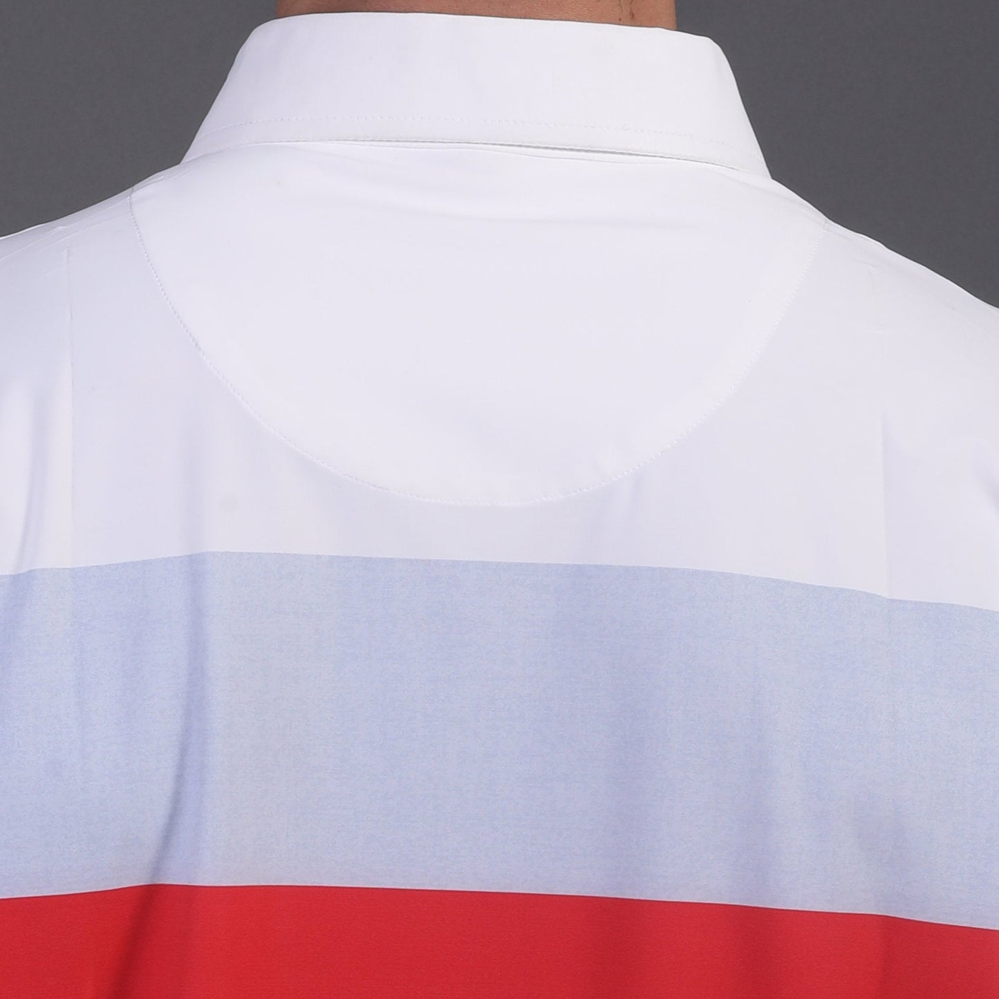 Flex Broad Red Grey Blue Stripe Print Polo