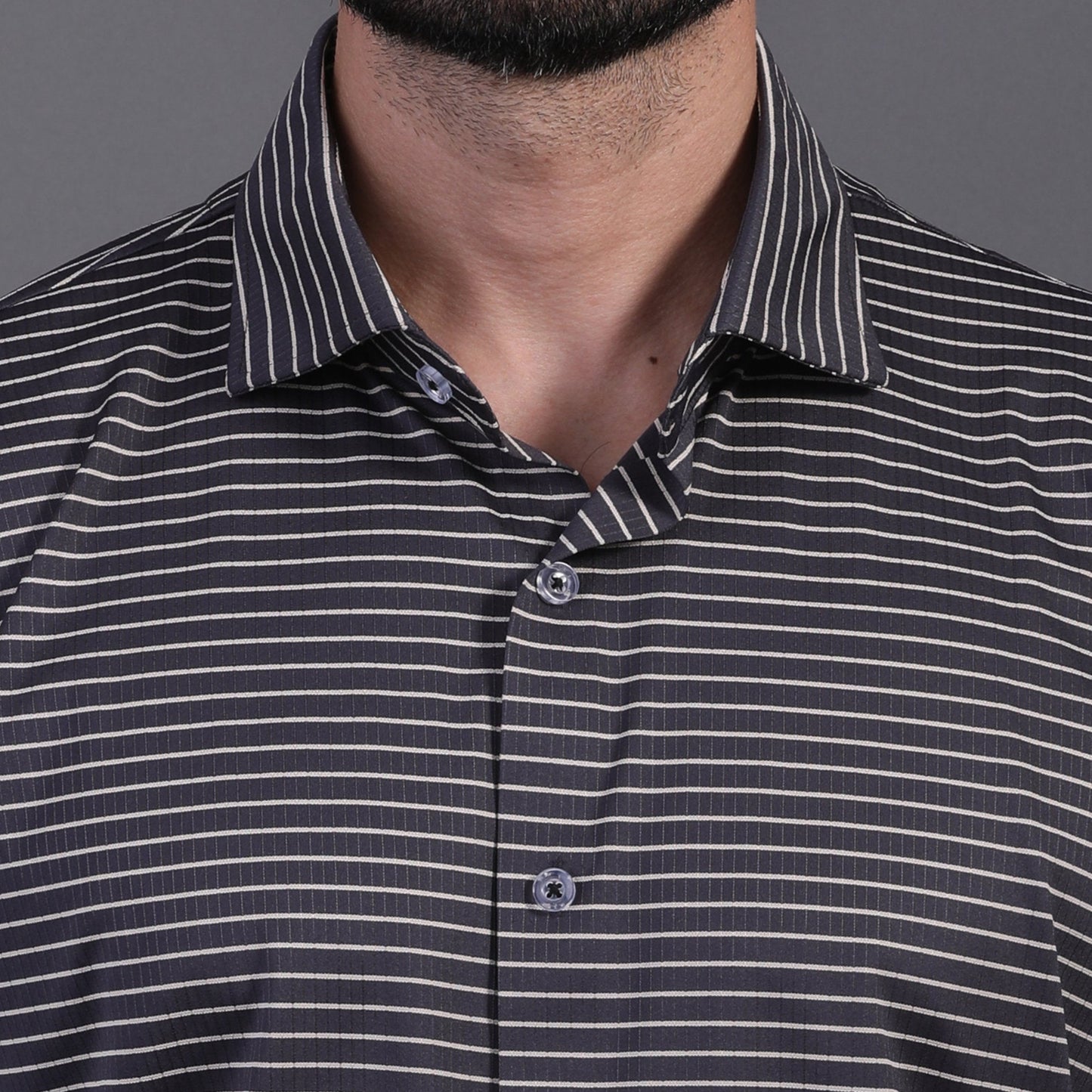 Regal Stunning Black Stripe Open Shirt Polo