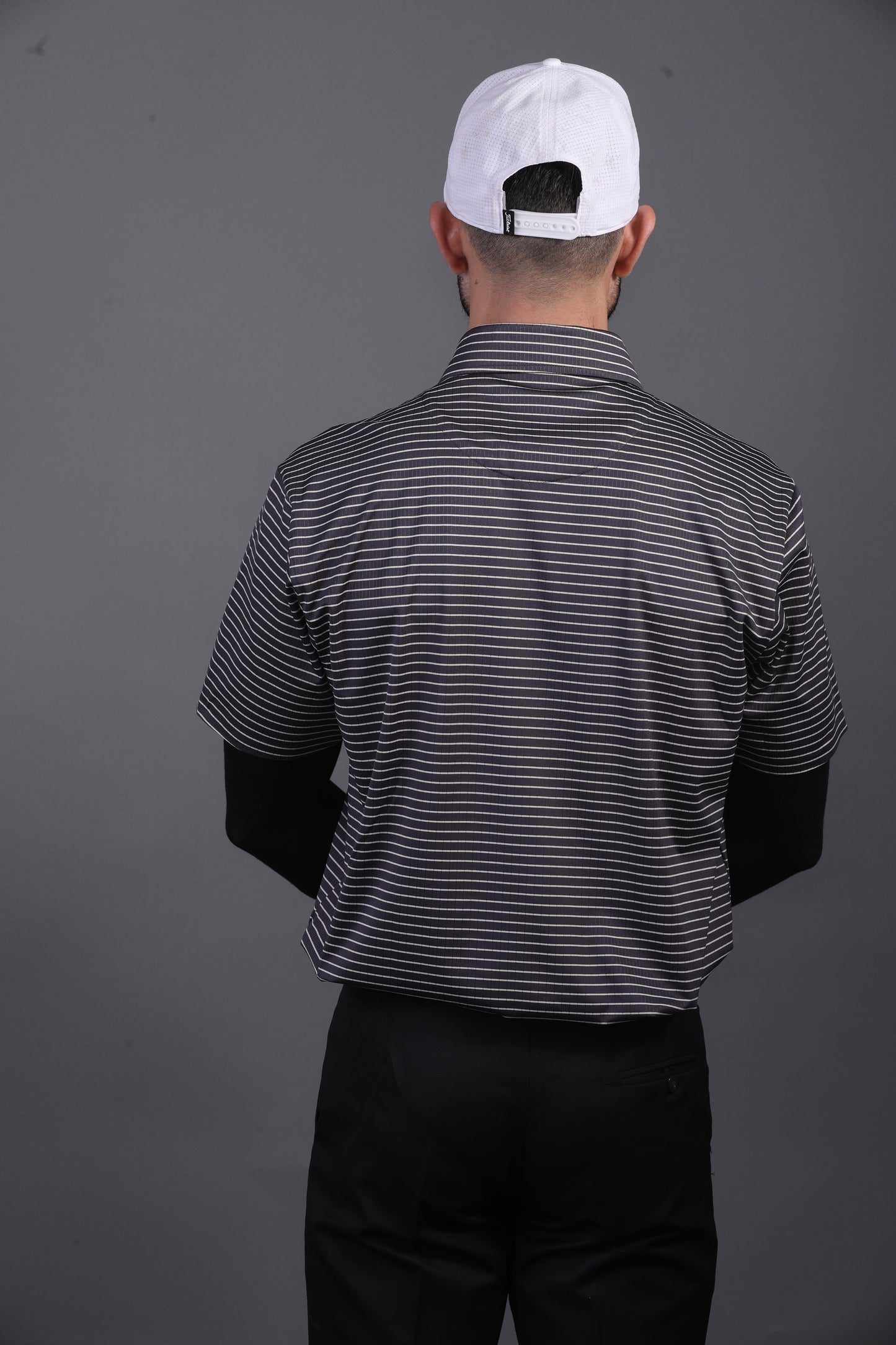 Regal Stunning Black Stripe Open Shirt Polo