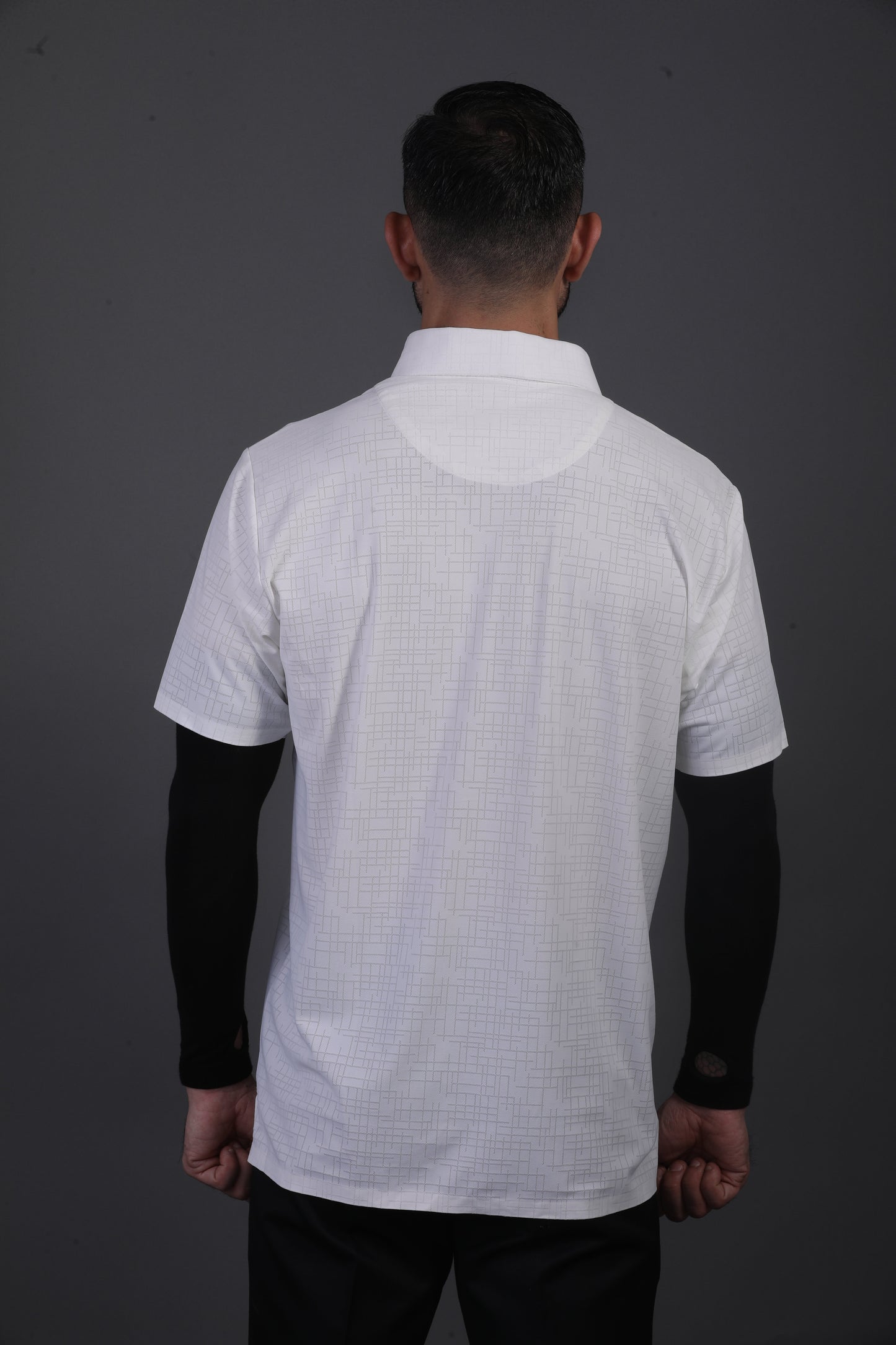 Regal Basic Jaquard Design White Open Shirt Polo