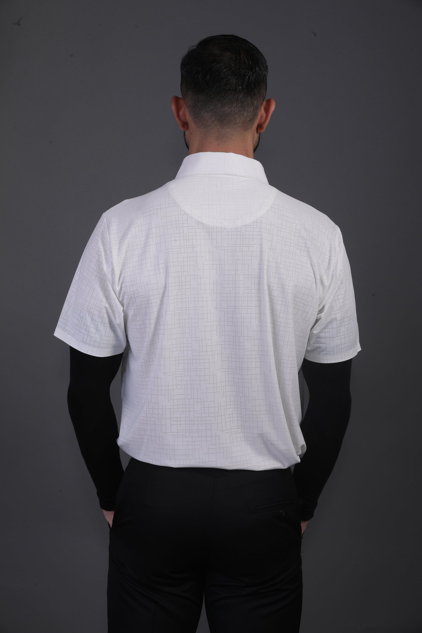 Regal Basic Jaquard Design White Open Shirt Polo