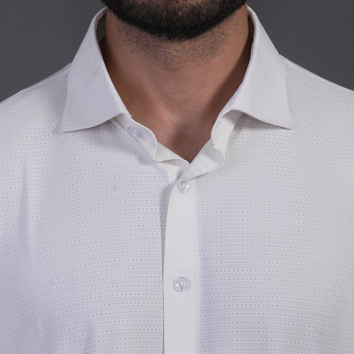 Regal Basic White Dot Jaquard Open Shirt