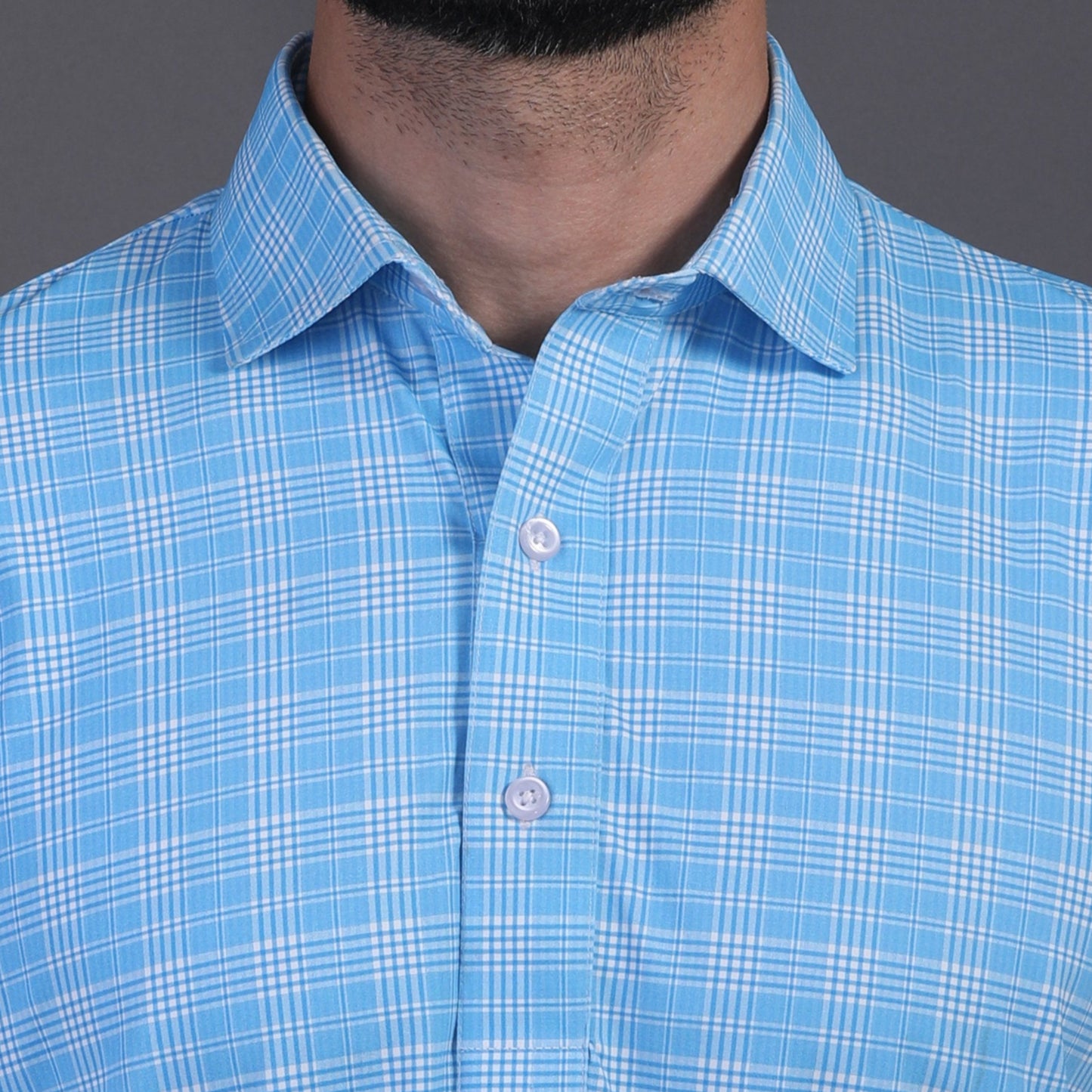 Prestige Classic Light Blue Checks Print Polo