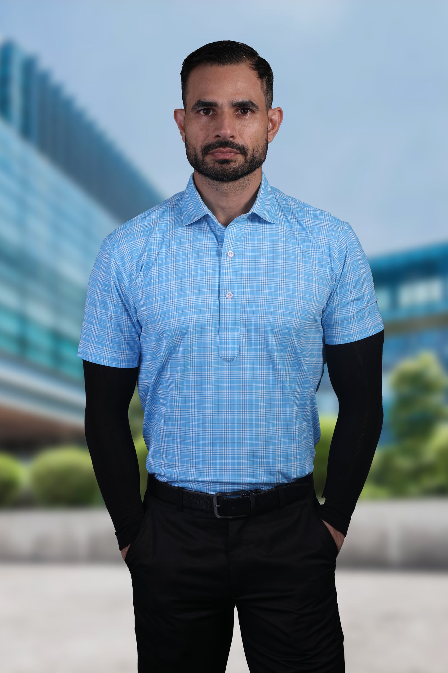 Prestige Classic Light Blue Checks Print Polo