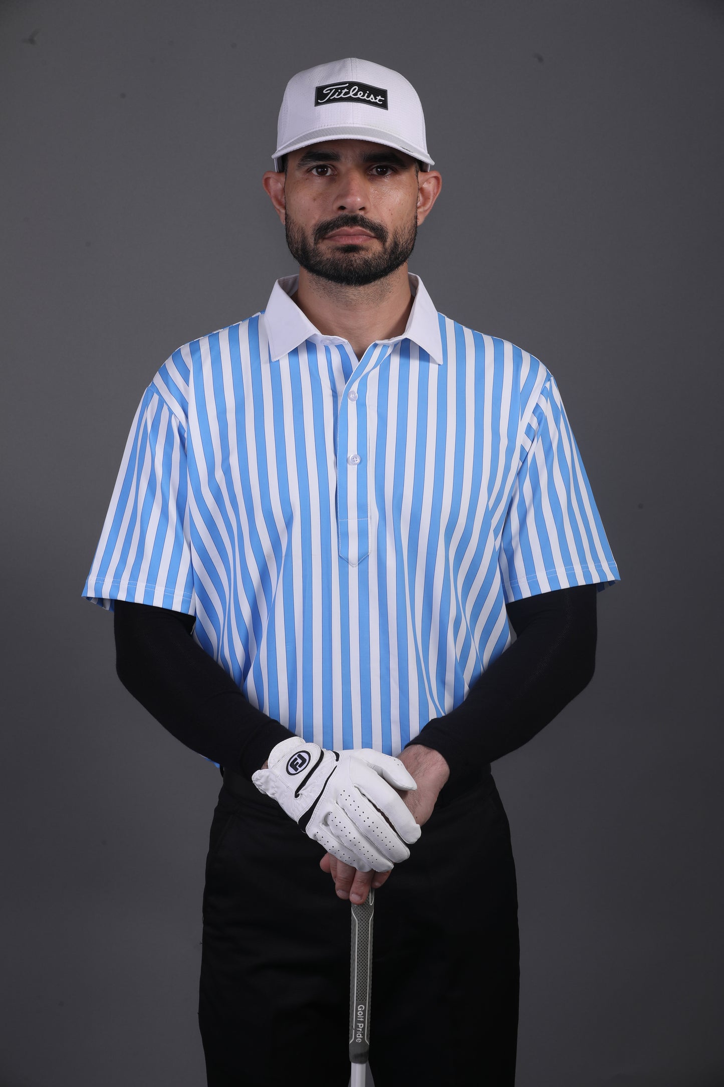 Luxe Blue Stripes Print With White Business Collar Polo