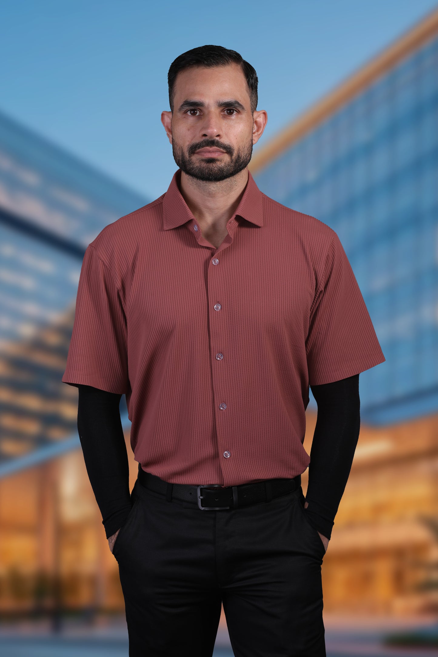 Premium Structured Knit Brown Open Polo Shirt