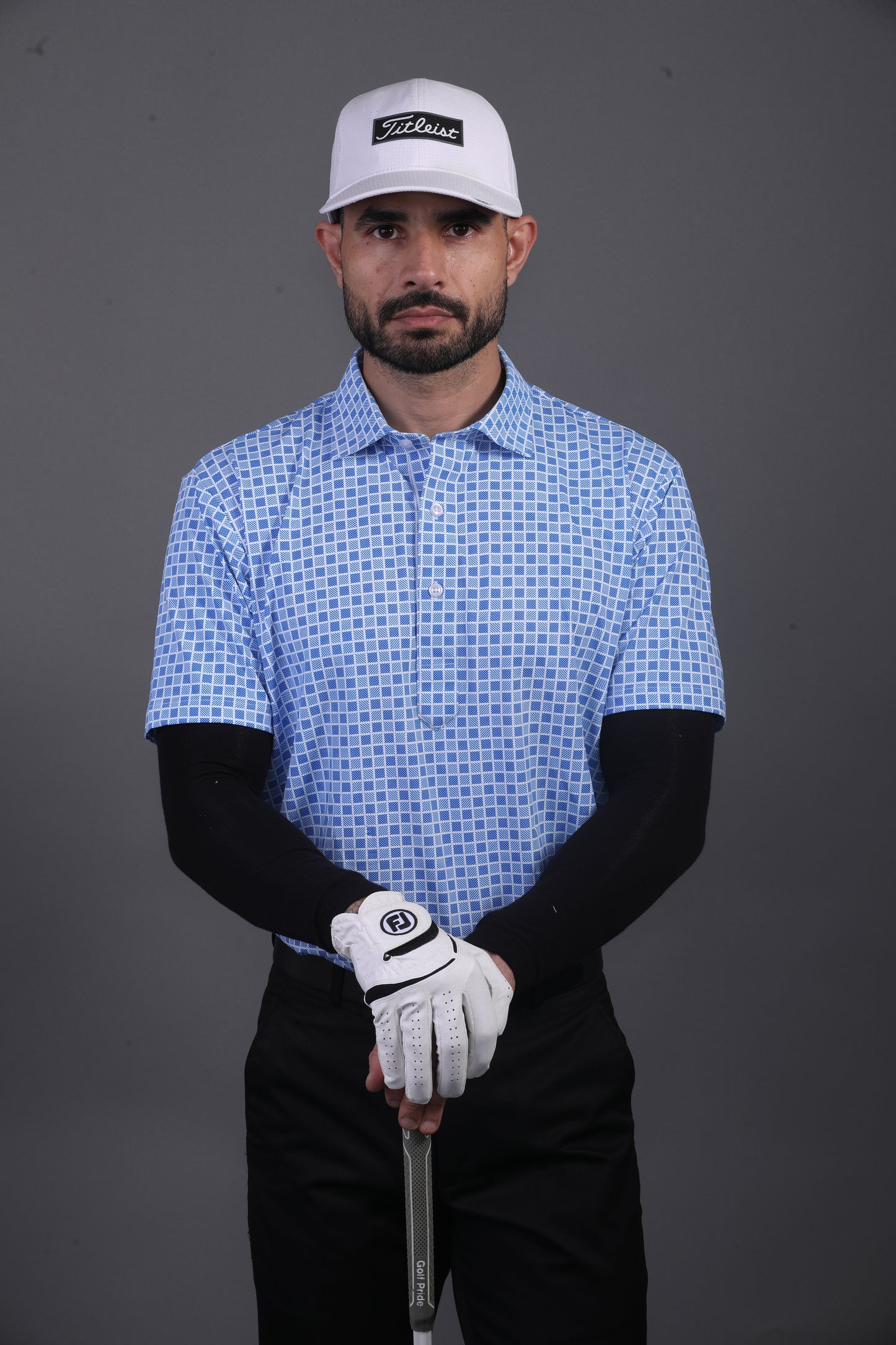 Regal Light Blue Square Jaquard Print Polo