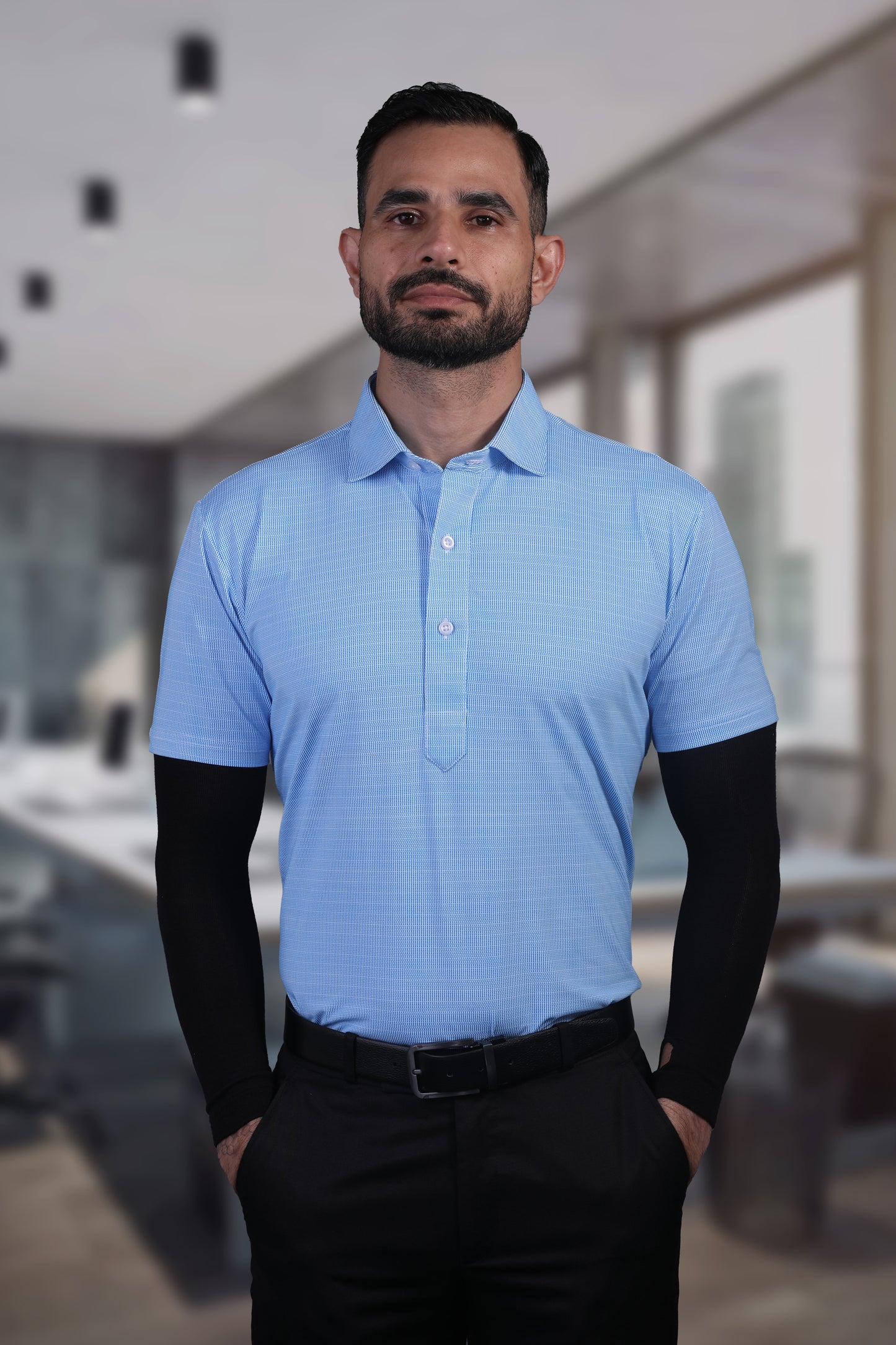 Prestige Classic Light Blue Jaquard Polo