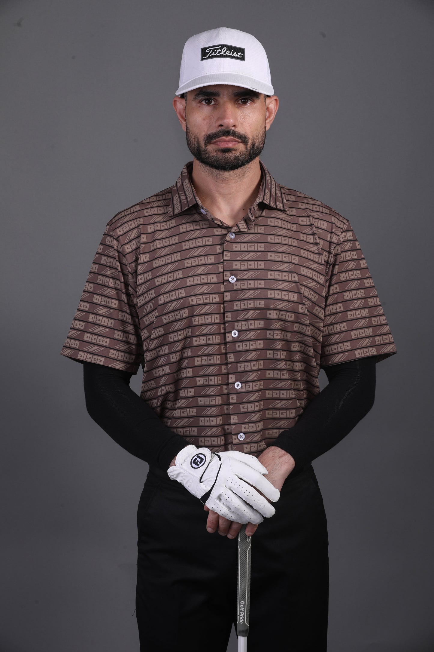 Pure Essential Flex Brown Jaquard Polo Shirt