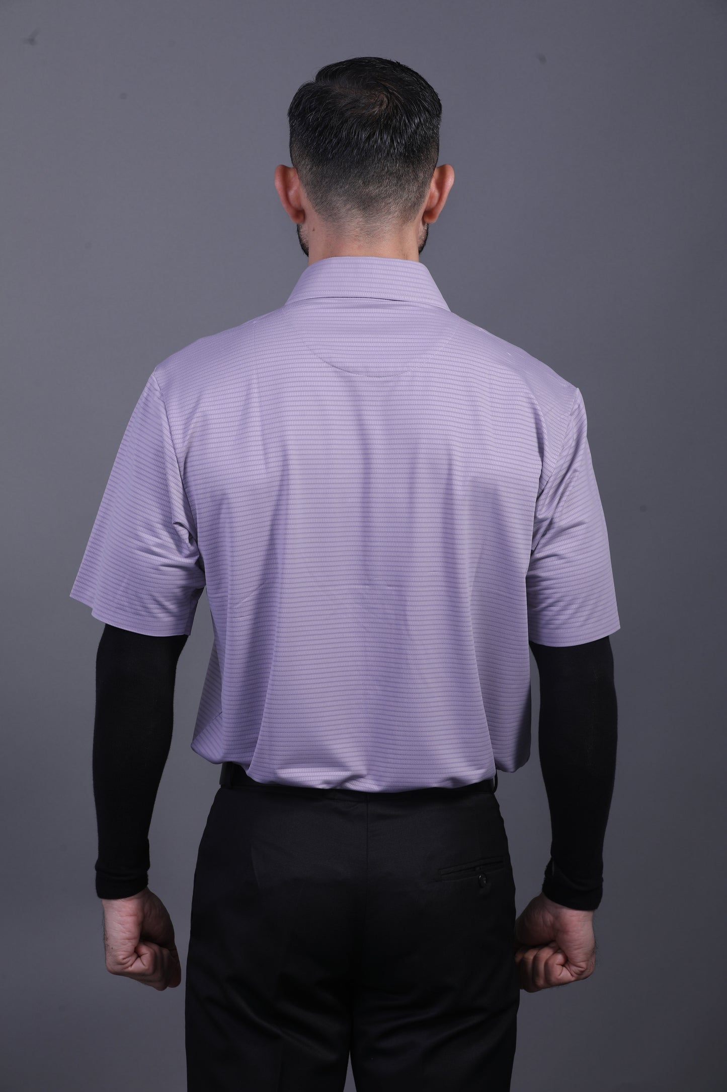 Premium Stripe Jaquard Lavender DapperTee Open Shirt Polo For Office
