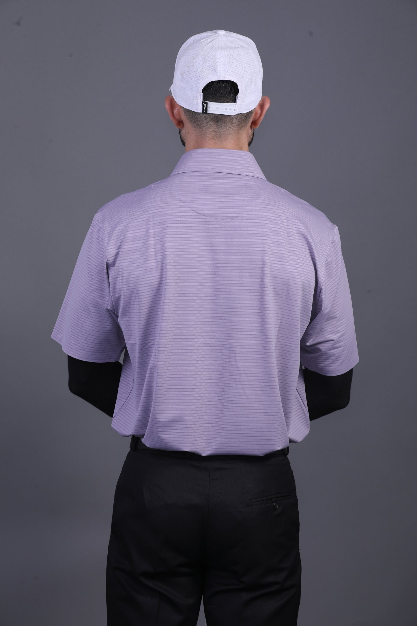 Premium Stripe Jaquard Lavender DapperTee Open Shirt Polo For Office