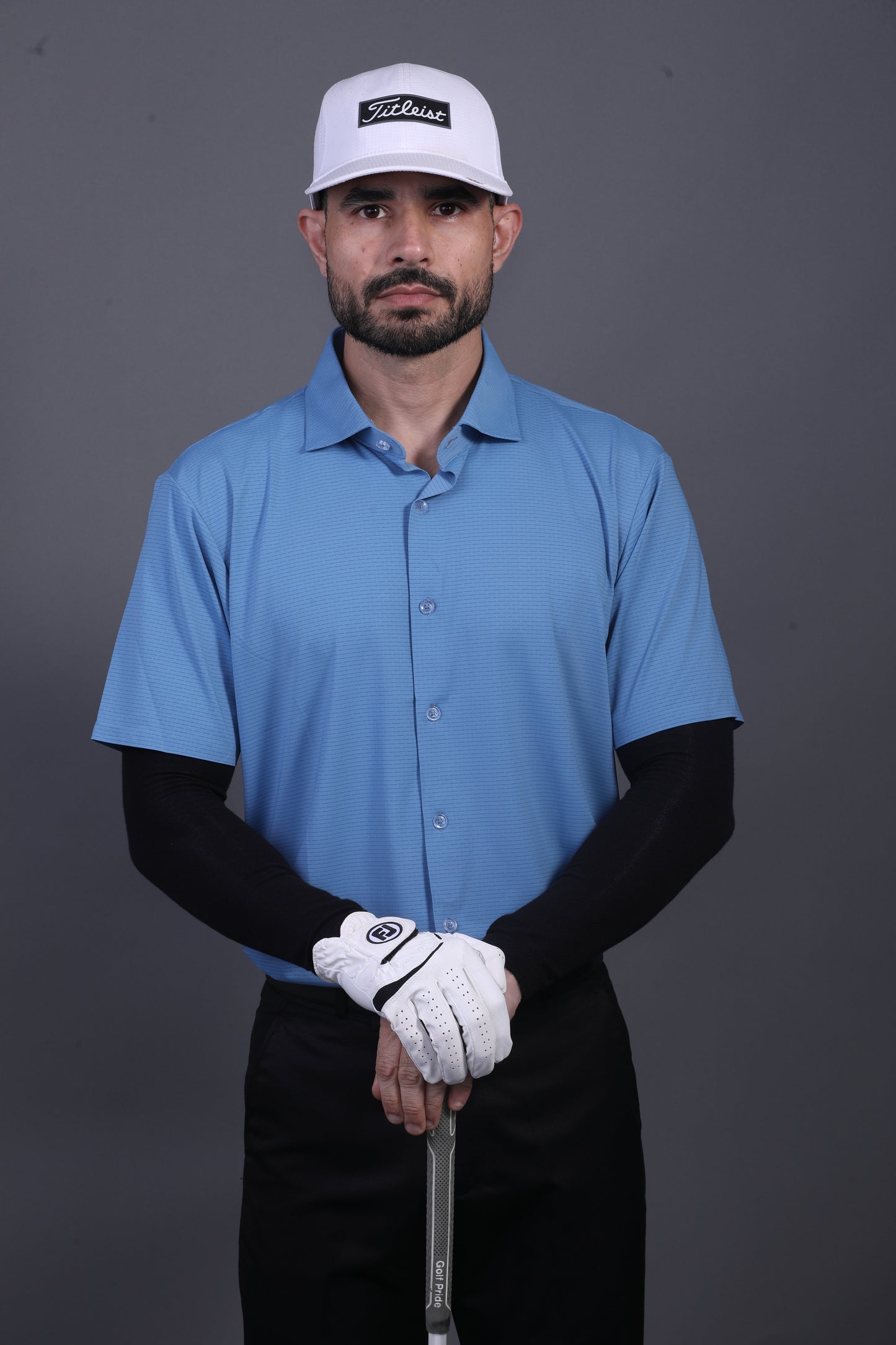 Premium Stripe Jaquard Blue  DapperTee Open Shirt Polo For Office