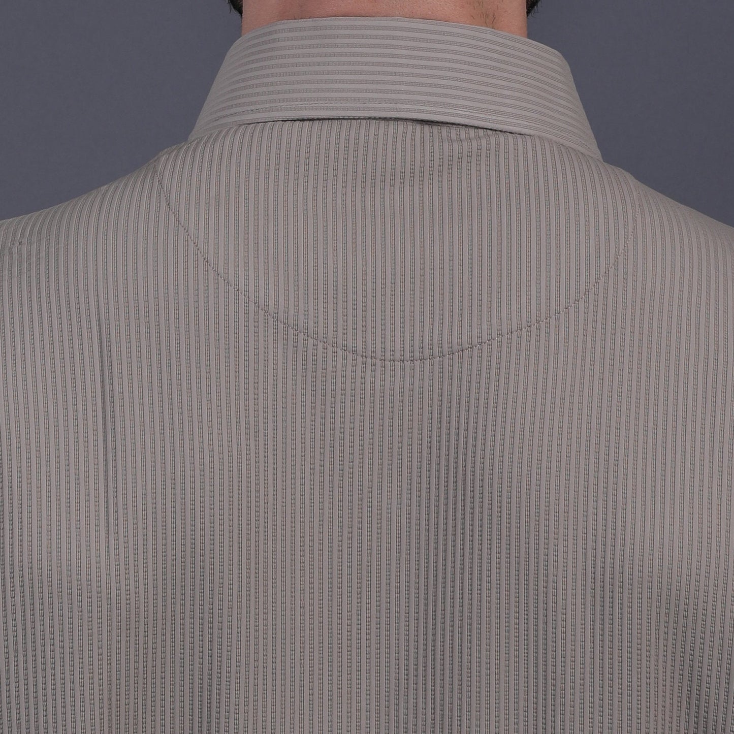 Premium Stripe Jaquard Khaki  DapperTee Open Shirt Polo For Office