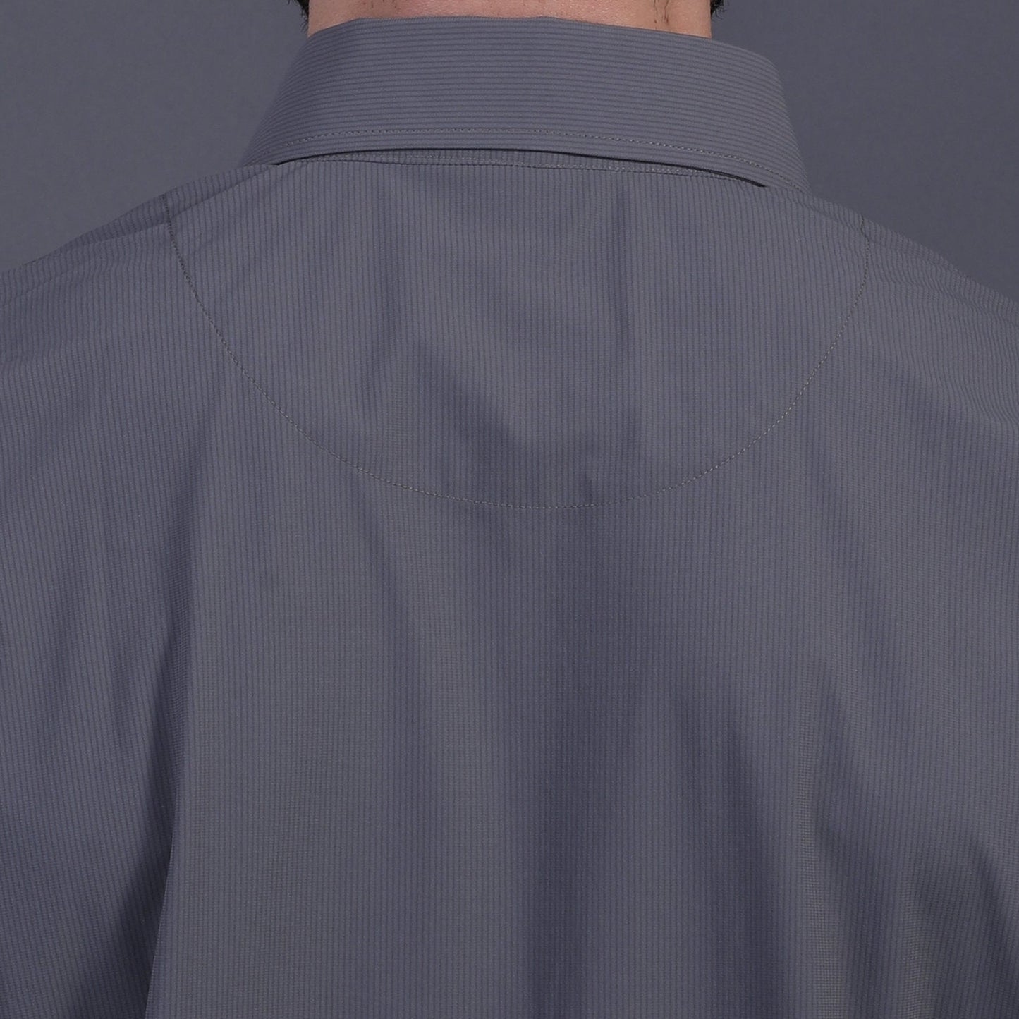 Premium Stripe Jaquard Charcoal DapperTee Open Shirt Polo For Office