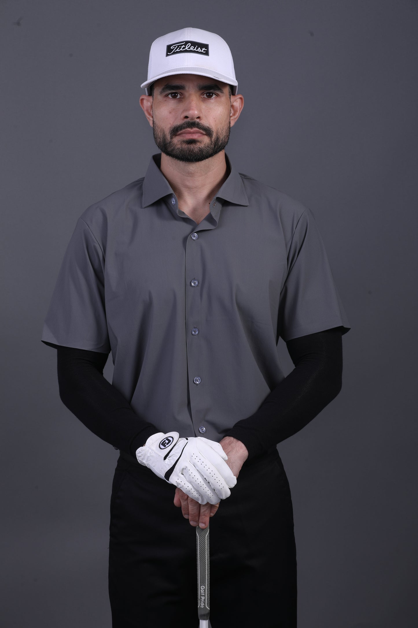 Premium Stripe Jaquard Charcoal DapperTee Open Shirt Polo For Office