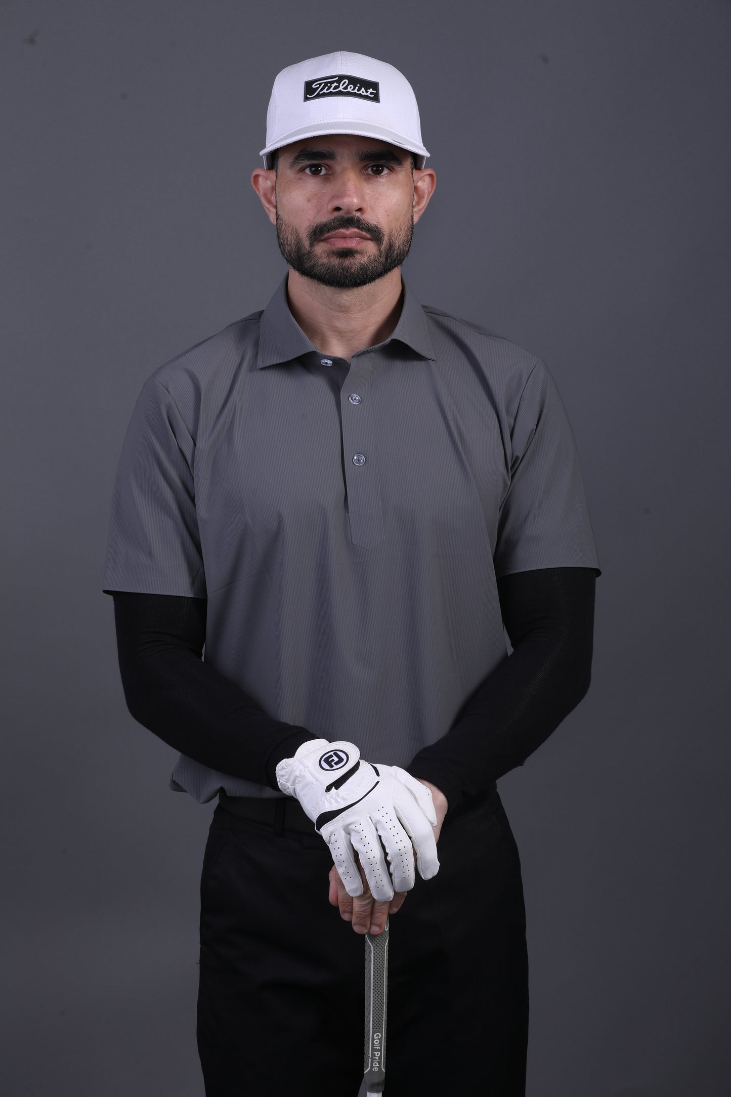 Premium Stripe Jaquard Charcoal DapperTee Polo For Office