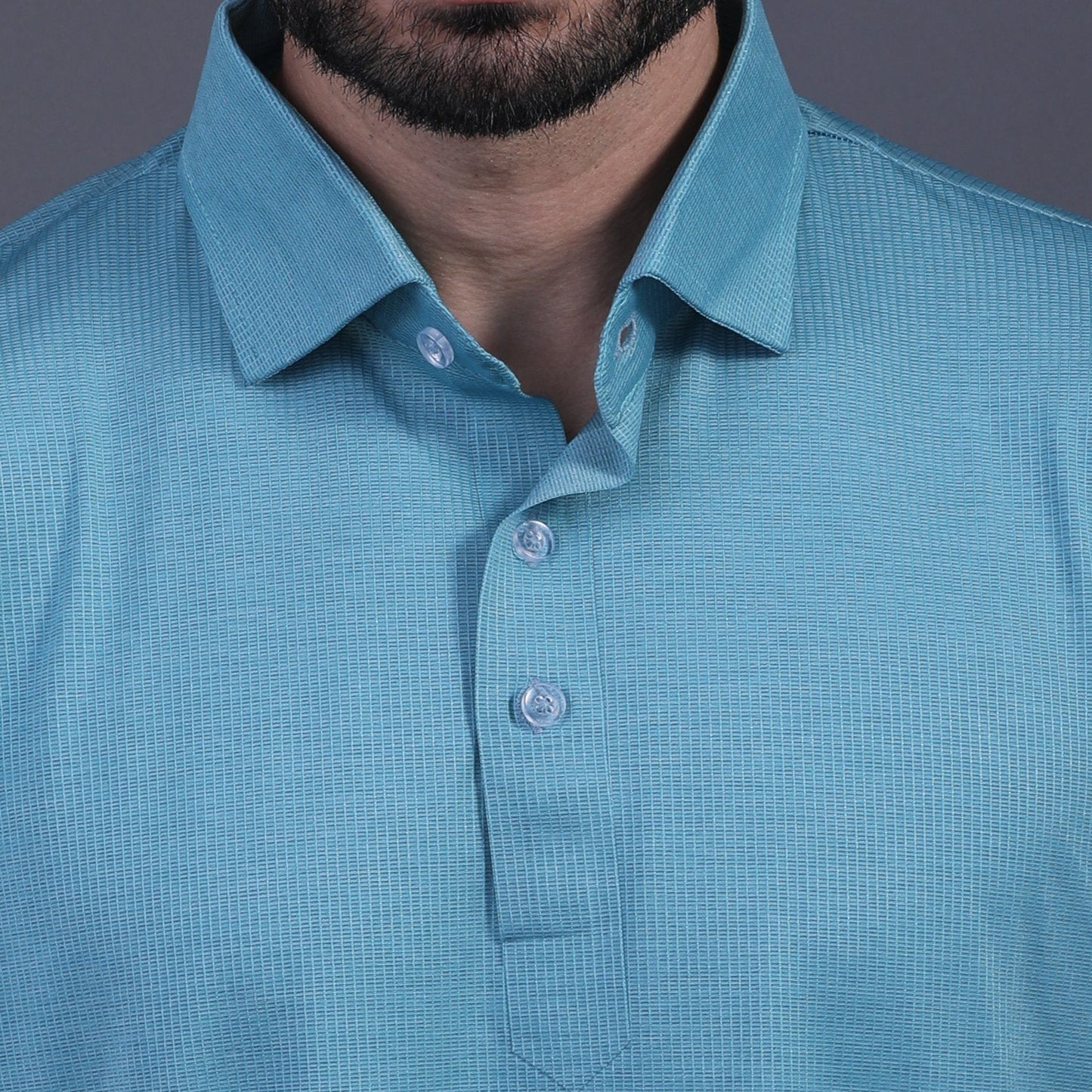 Super Jaquard Light Teal DapperTee Polo For Office