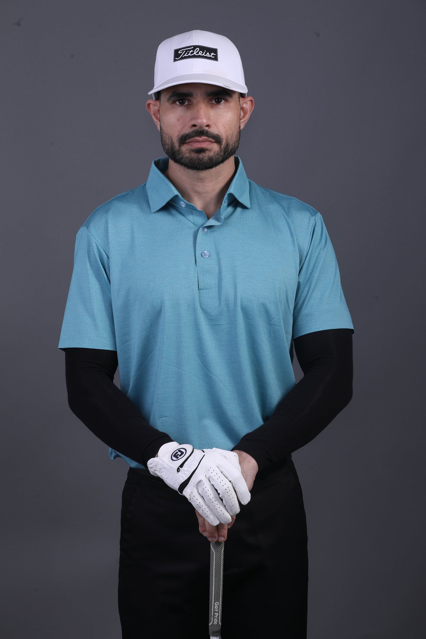 Super Jaquard Light Teal DapperTee Polo For Office