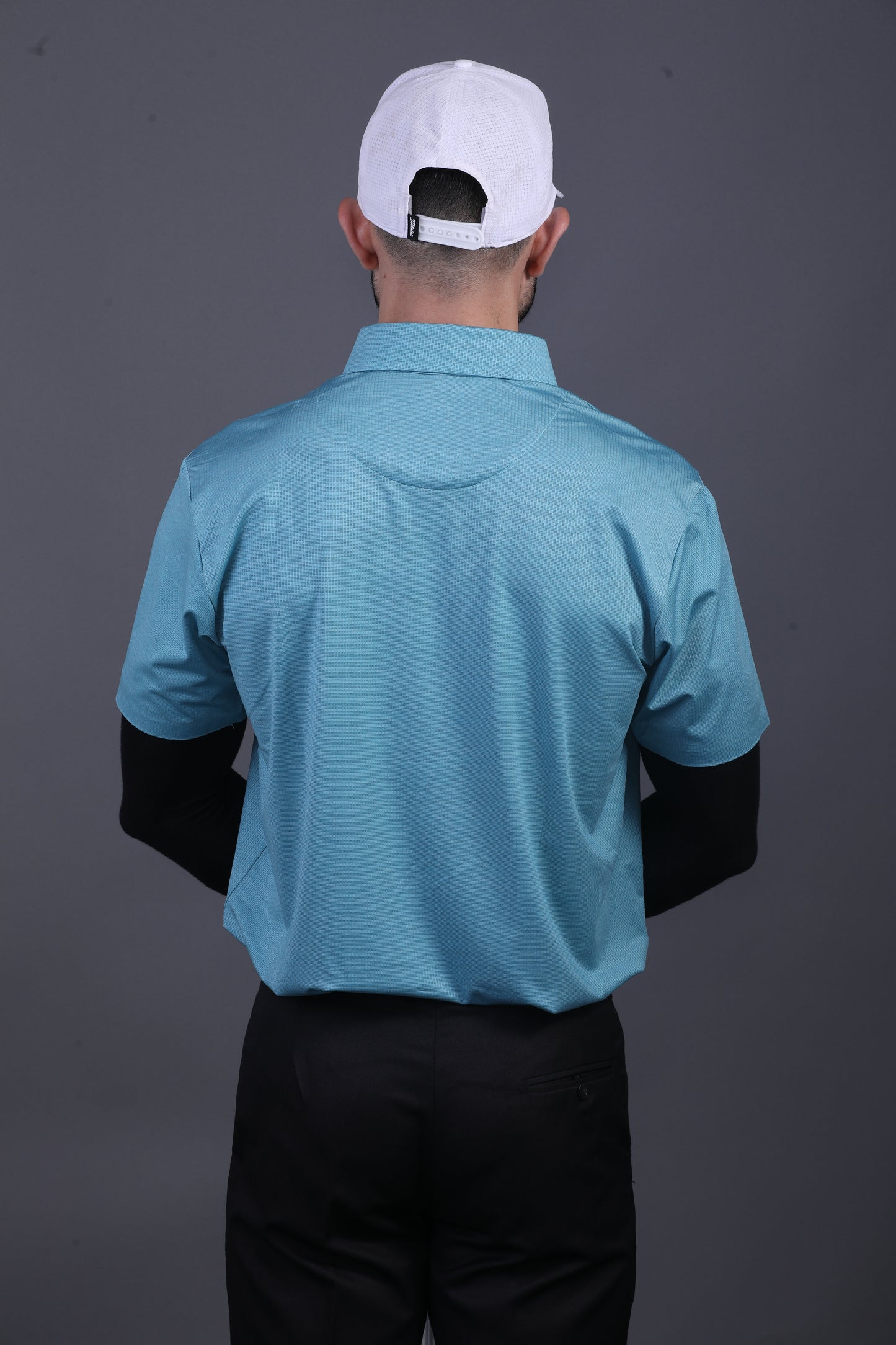 Super Jaquard Light Teal DapperTee Polo For Office