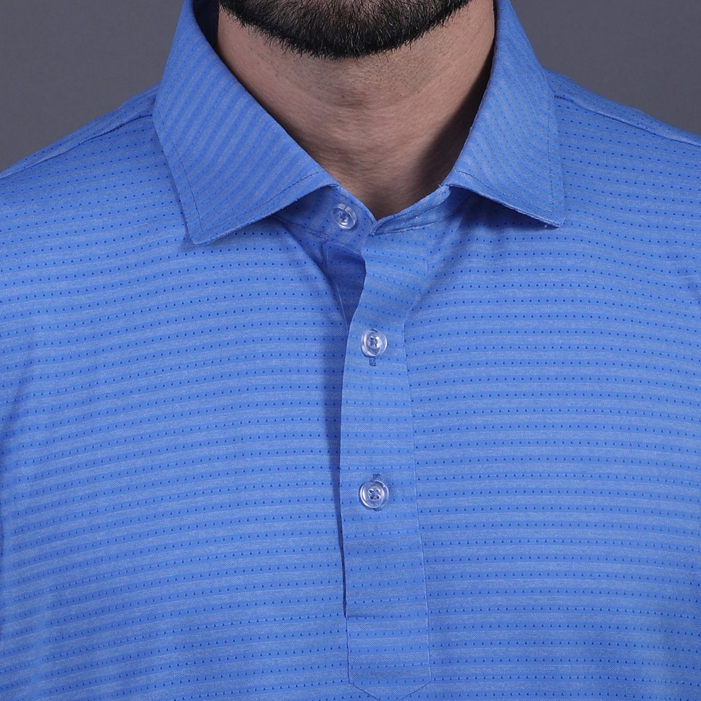 Super Jaquard Double Structure Blue DapperTee Polo For Office