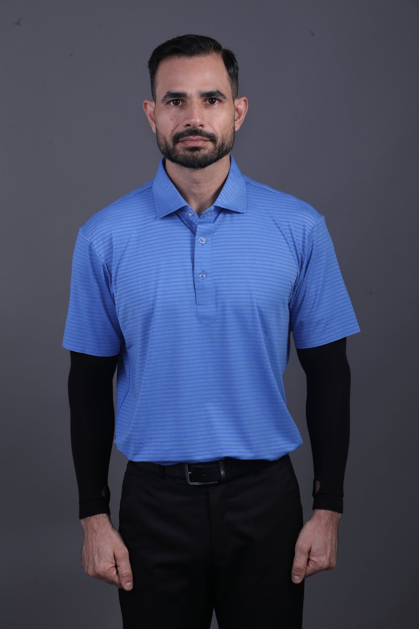 Super Jaquard Double Structure Blue DapperTee Polo For Office