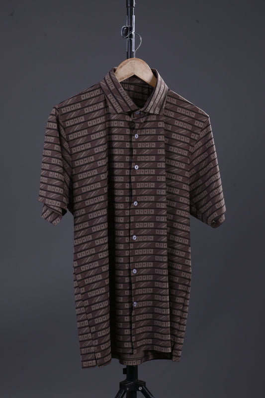 Pure Essential Flex Brown Jaquard Polo Shirt