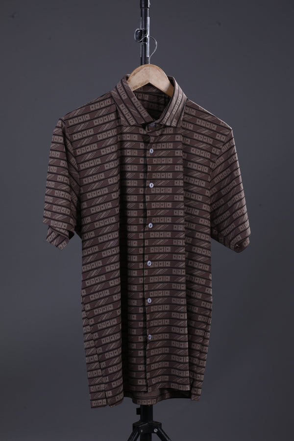 Pure Essential Flex Brown Jaquard Polo Shirt