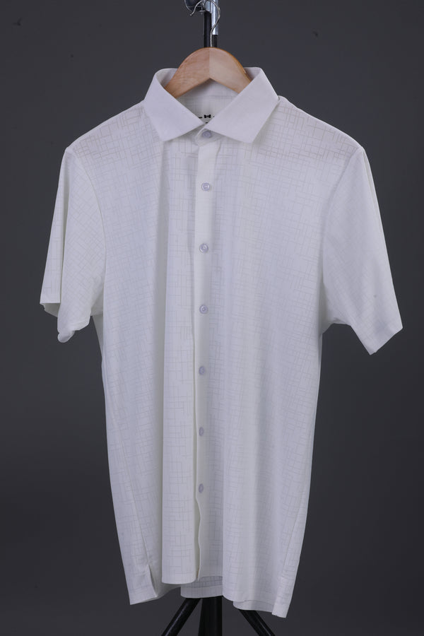 Regal Basic Jaquard Design White Open Shirt Polo