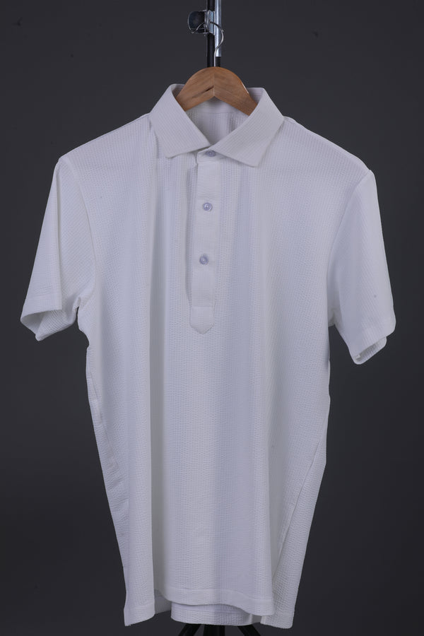Regal Dot Structured Jaquard White Polo