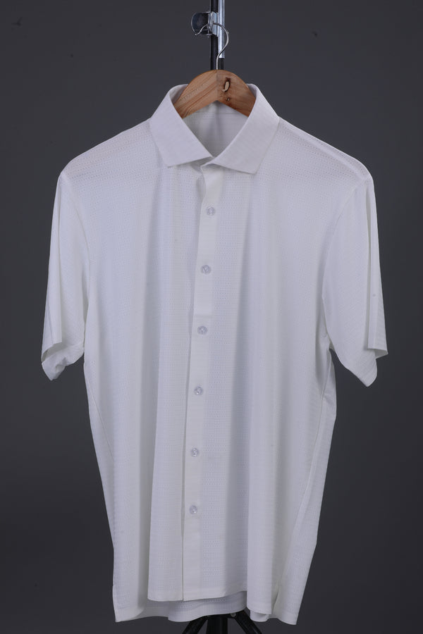 Regal Basic White Dot Jaquard Open Shirt