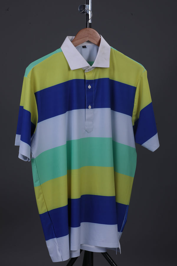 Pure Essential Flex Yellow Blue White Green Polo