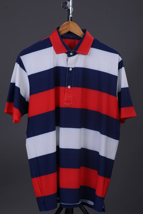 American Essential Flex Blue Red White Polo
