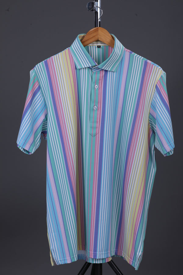 Vertical Luxe Stripes In Pastel Color Polo