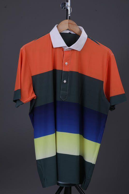 Pure Essential Flex Orange Green Blue White Polo