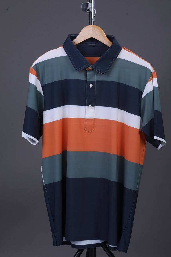 Pure Essential Flex Green Black White Orange Polo