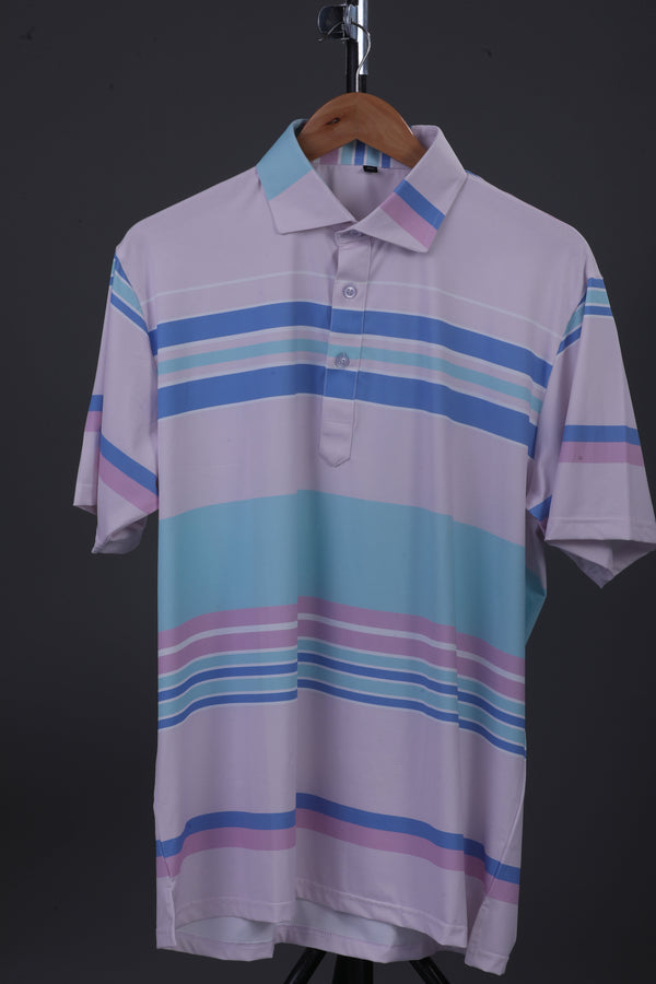 Pure Essential Flex Smooth Light Pink Stripe Polo