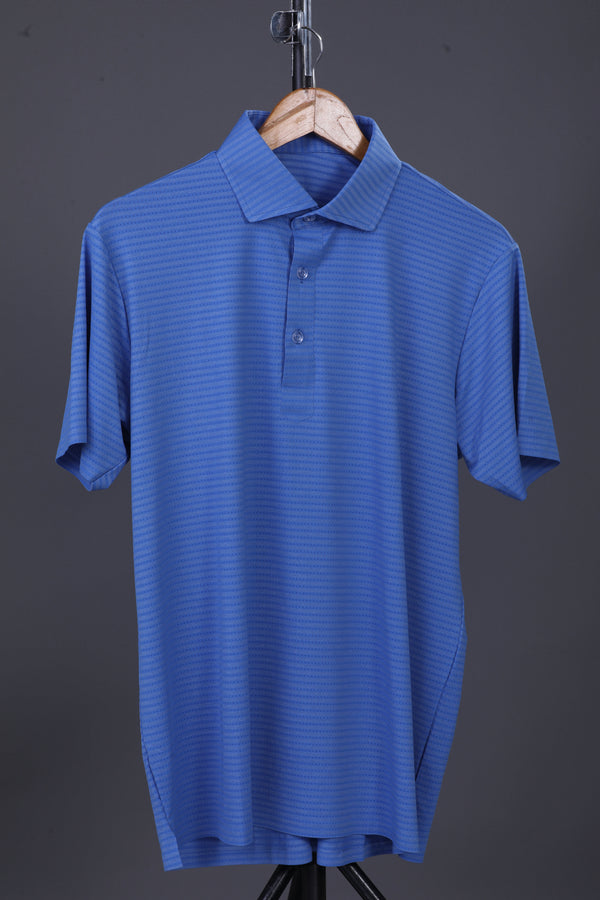 Super Jaquard Double Structure Blue DapperTee Polo For Office