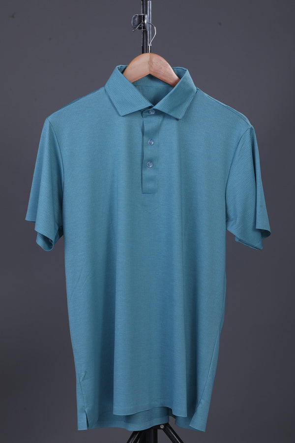 Super Jaquard Light Teal DapperTee Polo For Office