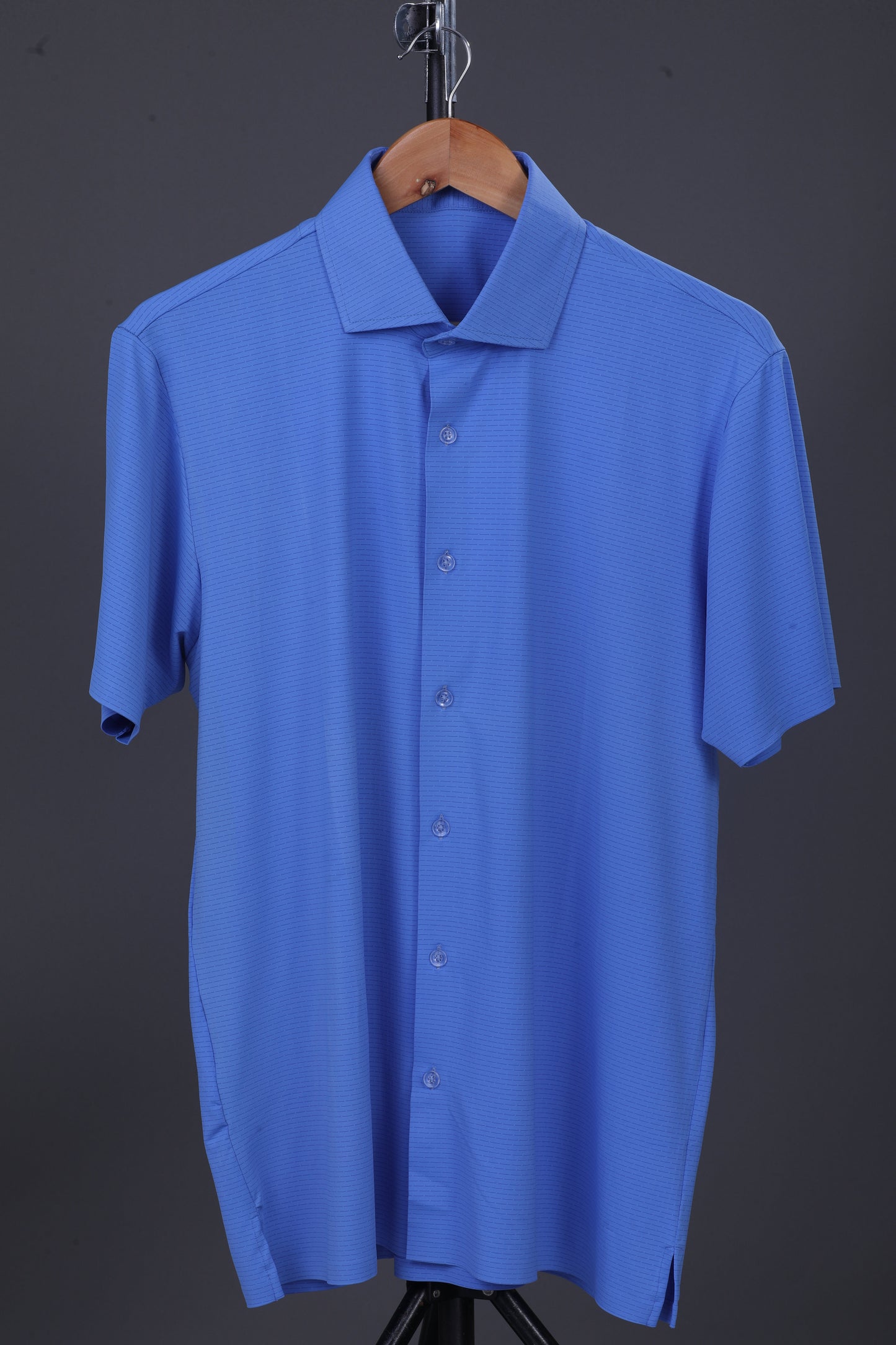 Premium Stripe Jaquard Blue  DapperTee Open Shirt Polo For Office