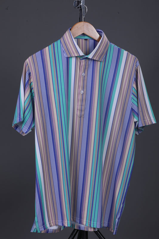 Luxe  Vertical Stripes Multicolor Polo