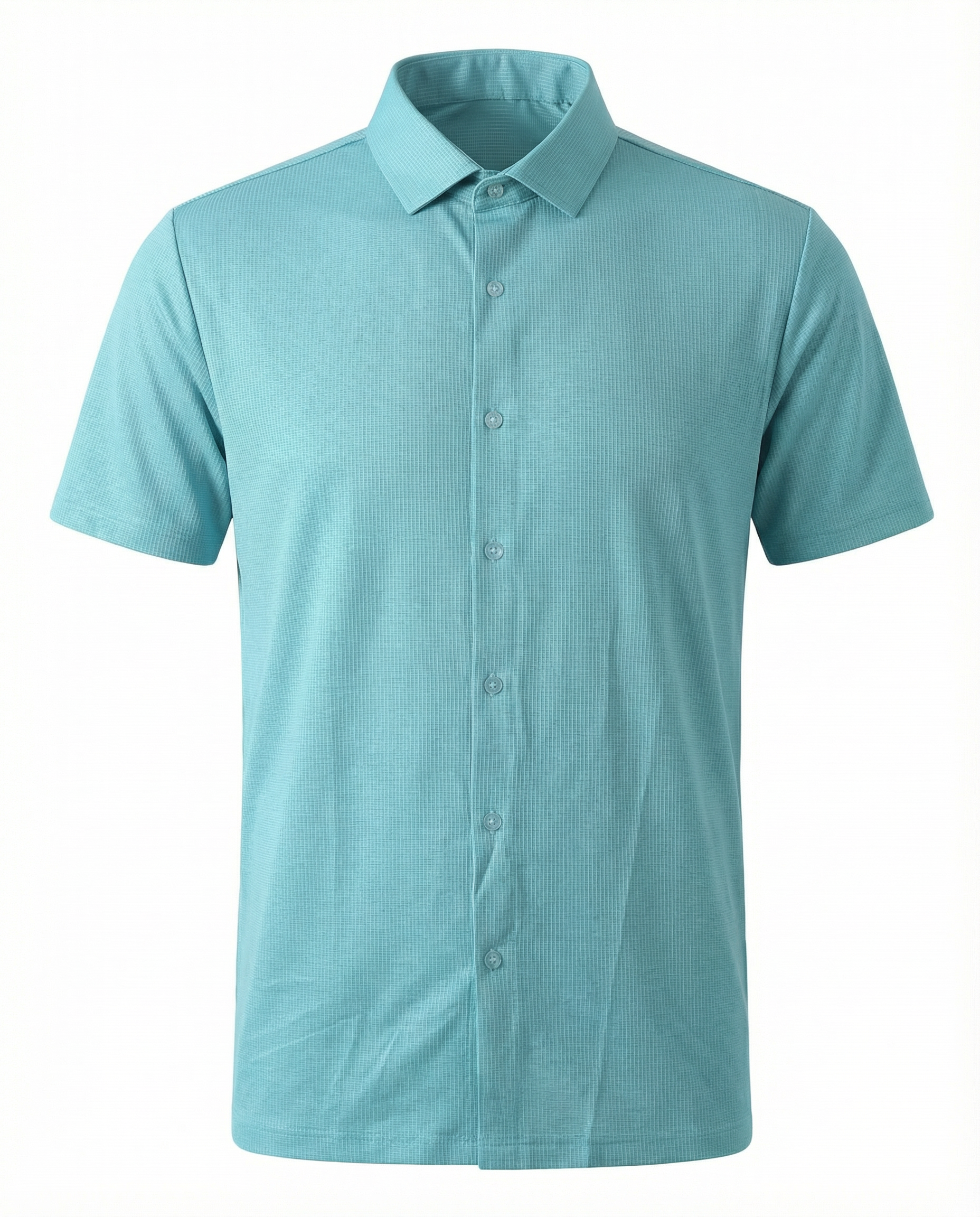 DapperTee Super jacquard light teal open shirt premium professional corporate office attire.