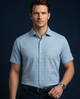 Paris Blue Checks Texture Jaquard Design Polo Shirt