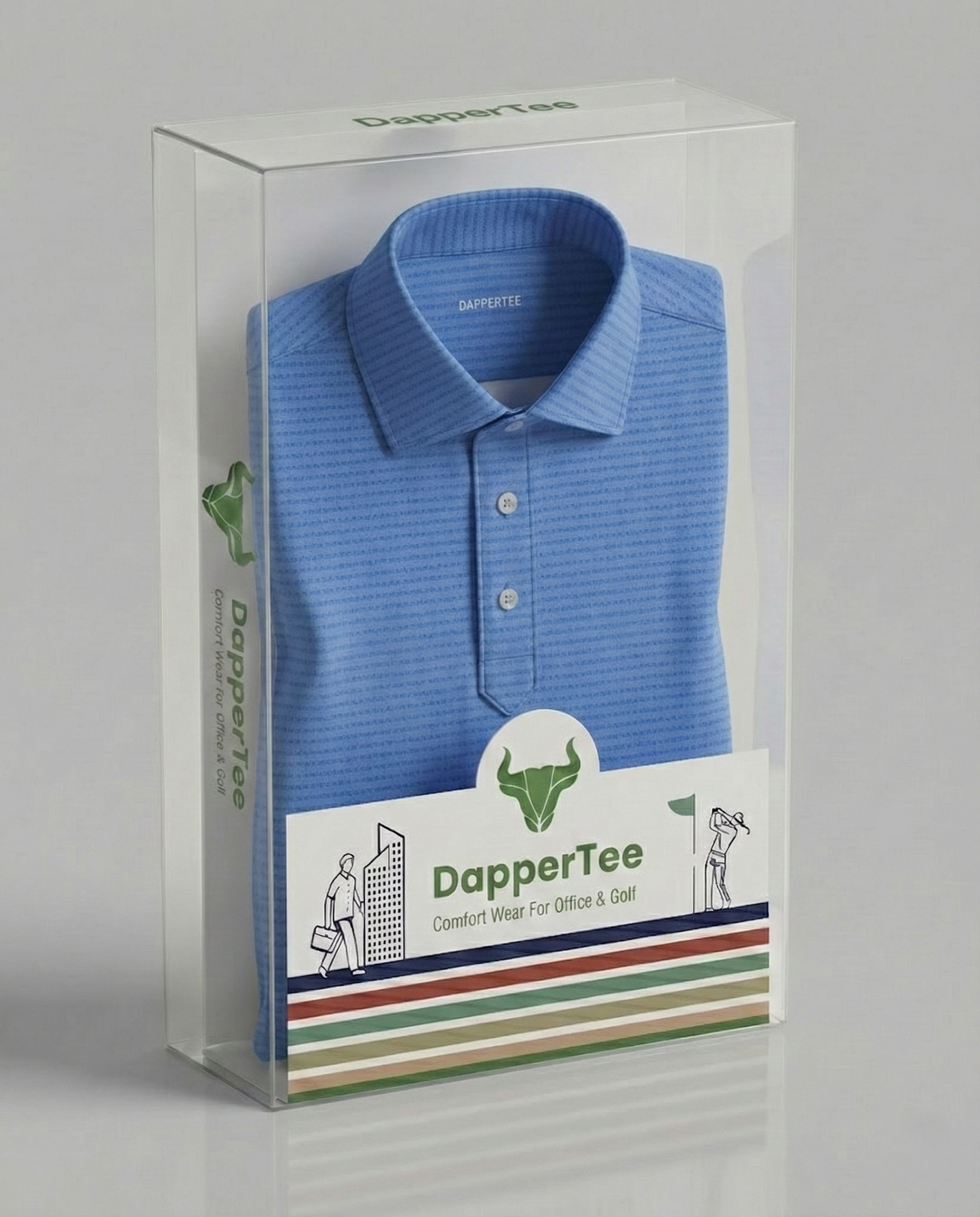 Super Jaquard Double Structure Blue DapperTee Polo For Office