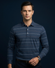 German Dark Grey Striper Long Sleeves Polo